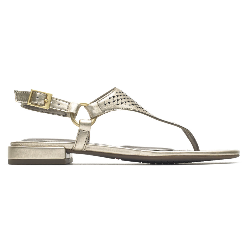 Rockport Singapore Womens Sandals - Total Motion Zosia Thong Gold - PQ3846950